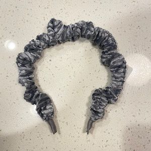 Anthropologie Grey Velvet Ruffle Headband